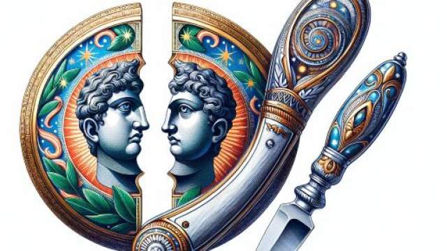 Numero 41 della Smorfia napoletana, 'o curtiello, per i Gemelli. &copy; Immagine creata con Dall-E