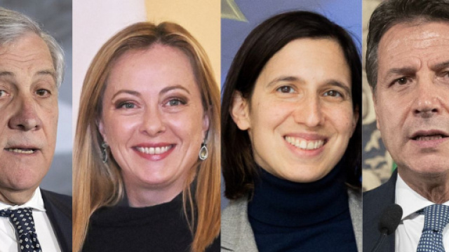 Antonio Tajani, Giorgia Meloni, Elly Schlein, Giuseppe Conte (&copy; Wikimedia commons)
