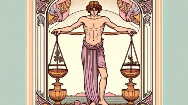 La carta dei tarocchi la Temperanza risplende per il segno della Bilancia. &copy; Immagine creata con Dall-E