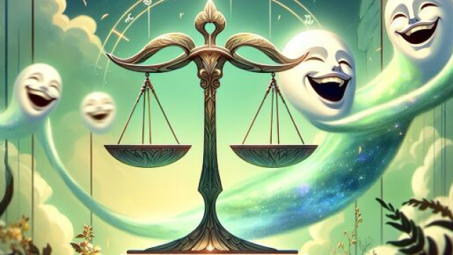 Risata e leggerezza per la Bilancia guidata dal numero 19 della Smorfia napoletana. &copy; Immagine creata con Dall-E