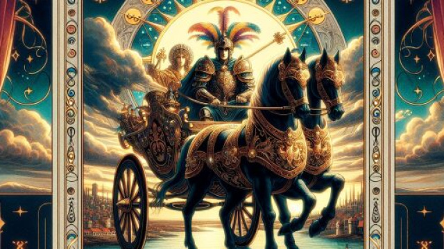 Il Carro conduce il Leone verso nuovi traguardi e conquiste. &copy; Immagine creata con Dall-E