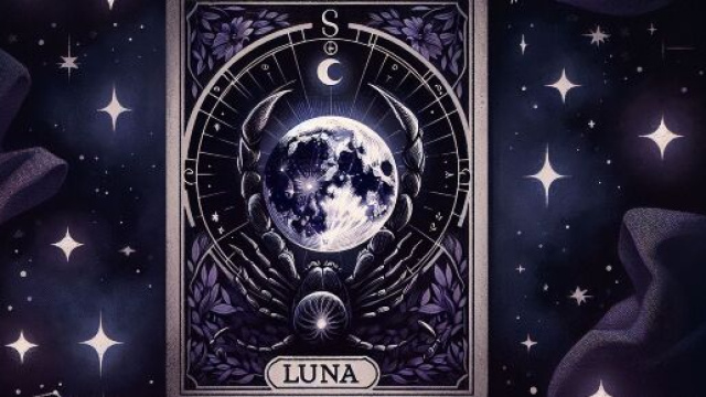 Illustrazione ispirata al tarocco della Luna assegnato allo Scorpione. &copy; Immagine creata con Dall-E