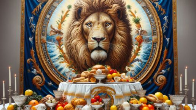 Leone e il simbolo della tavola imbandita di questa settimana, secondo la Smorfia napoletana. &copy; Immagine creata con Dall-E