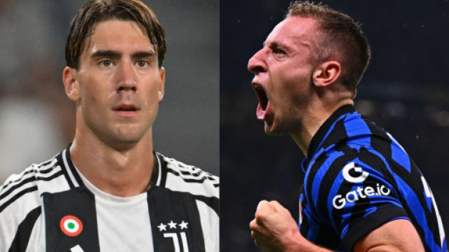 Dusan Vlahovic, attaccante della Juventus. Foto &copy; Juventus FC. Davide Frattesi, centrocampista dell'Inter. Foto &copy; Inter
