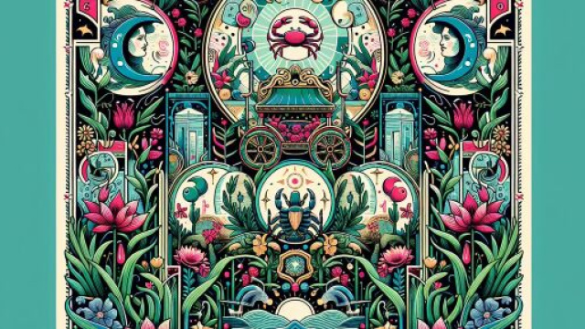 Illustrazione ispirata al segno zodiacale del Cancro in un'atmosfera tarologica. &copy; Immagine creata con Dall-E