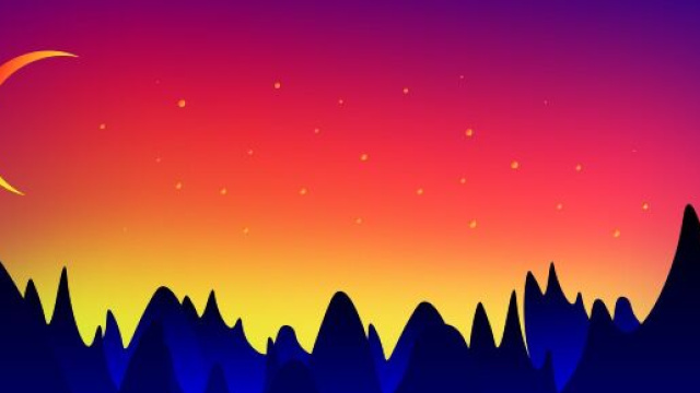 Luna con montagne e cielo rosso stellato &copy; Pixabay