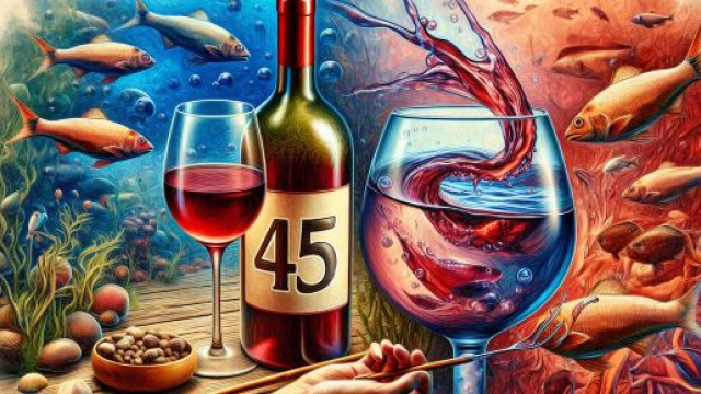 Numero 45 della Smorfia napoletana, 'o vino bbuono per i Pesci. &copy; Immagine creata con Dall-E