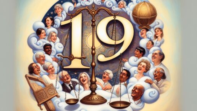 Numero 19 della Smorfia napoletana, 'a resata per la Bilancia. &copy; Immagine creata con Dall-E