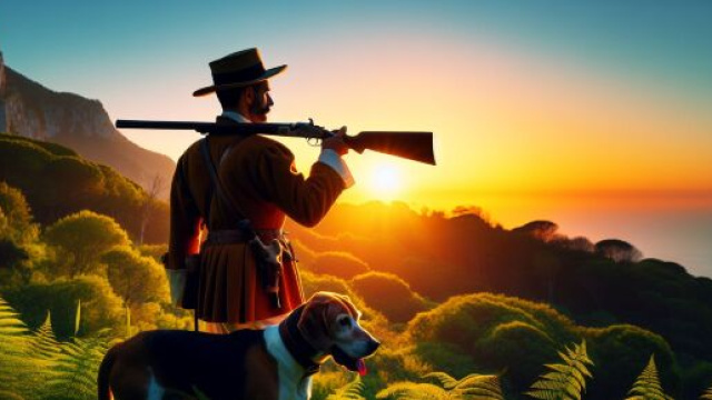 Numero 61 della Smorfia napoletana, cacciatore per il Sagittario. &copy; Immagine creata con Dall-E