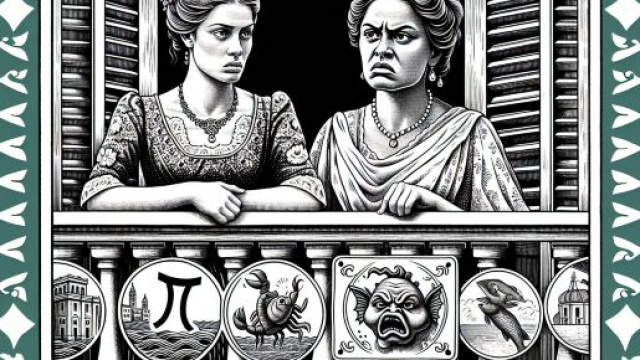 Numero 43 della Smorfia napoletana, 'a donna &ocirc; balcone per il segno dei Pesci. &copy; Immagine creata con Dall-E