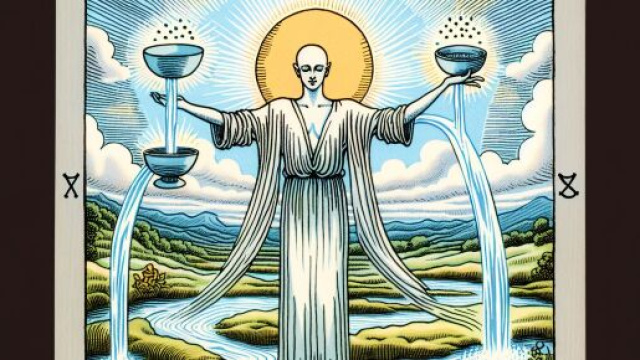 Illustrazione della carta dei Tarocchi della Temperanza per il segno dei Pesci. &copy; Immagine creata con Dall-E
