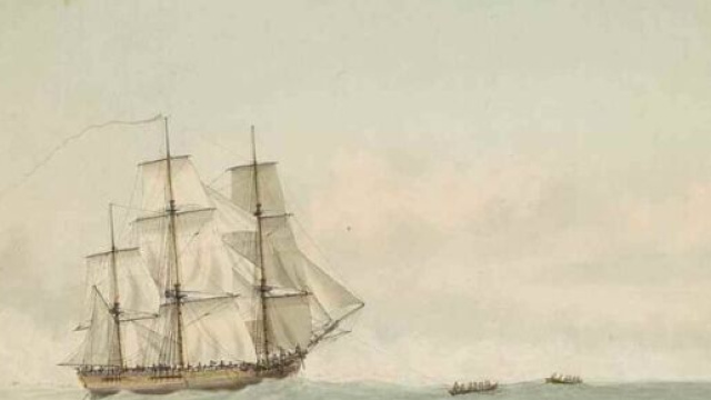 Litografia adell'Endeavour, la nave di James Cook - &copy; Wikimedia Commons.