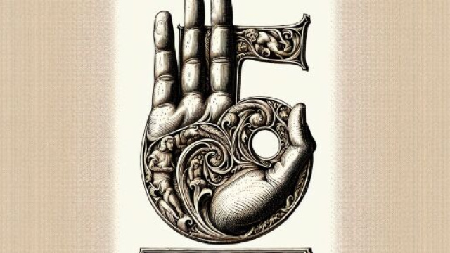 Numero 5 della Smorfia napoletana, 'a mano.  Immagine creata con Dall-E