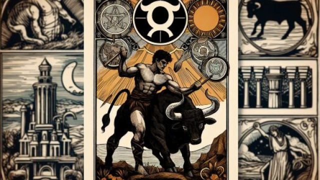 Carta dei tarocchi Forza e segno zodiacale Toro. &copy; Immagine creata con Dall-E
