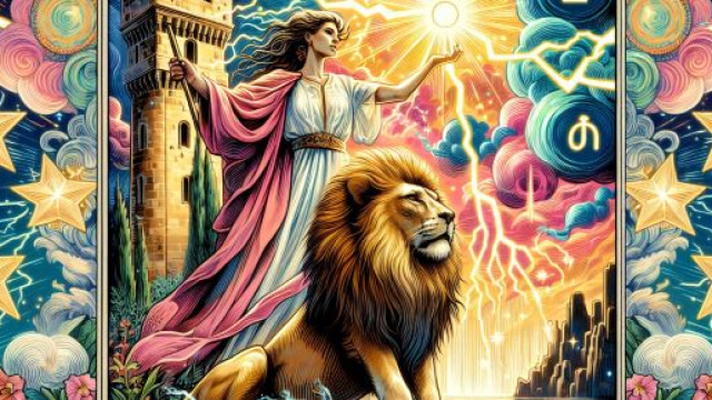 Tarocchi: immagine della carta della Torre, simbolica di trasformazione e rinnovamento nell'oroscopo per l'Ariete. &copy; Immagine creata con Dall-E