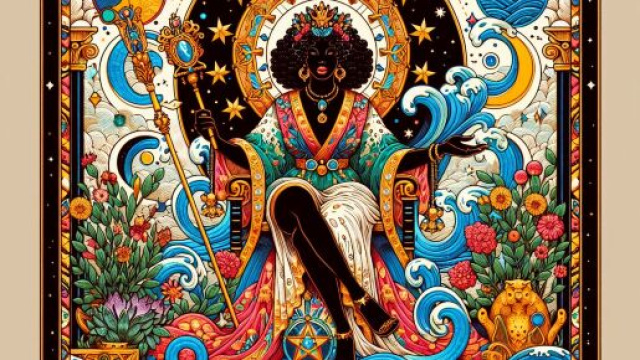 Carta dei tarocchi: L'Imperatrice per il segno dell'Acquario. &copy; Immagine creata con Dall-E