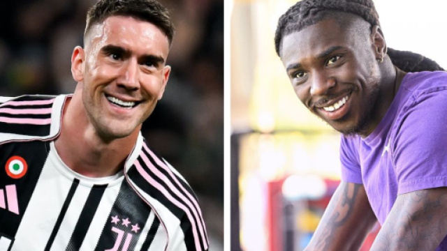 Dusan Vlahovic, attaccante della Juventus. Foto &copy; Juventus FC. Moise Kean, attaccante della Fiorentina. Foto da &copy; Fiorentina