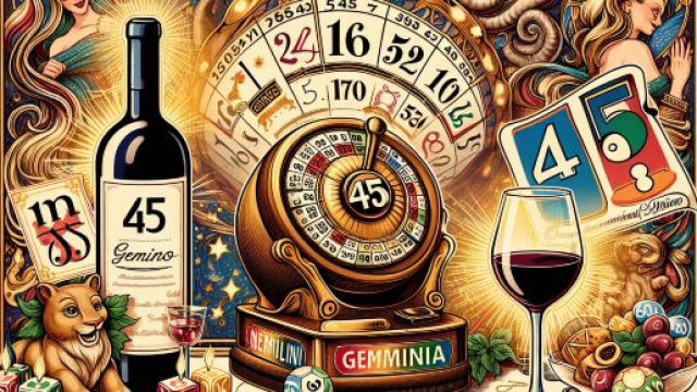 Numero 45 della Smorfia napoletana, il vino buono, per il segno dei Gemelli. &copy; Immagine creata con Dall-E