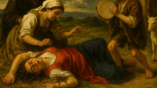 Una donna affetta da 'tarantismo' - Foto &copy; creata con IA