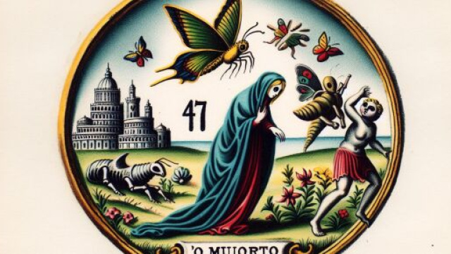 Numero 47 della Smorfia napoletana, 'o muorto per il segno della Vergine. &copy; Immagine creata con Dall-E