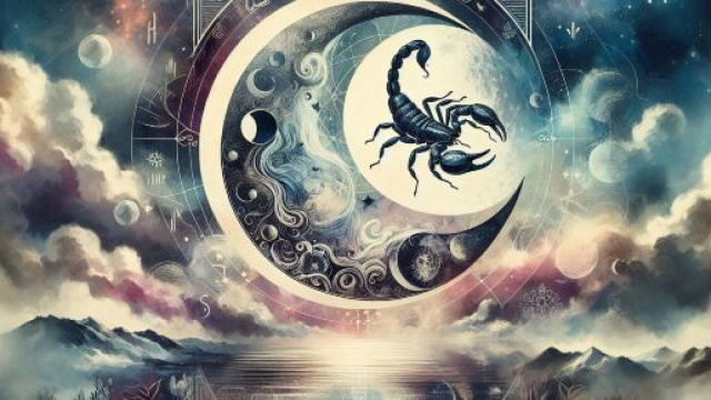 Tarocco della Luna e segno dello Scorpione nell'arcano di gioved&igrave;. &copy; Immagine creata con Dall-E