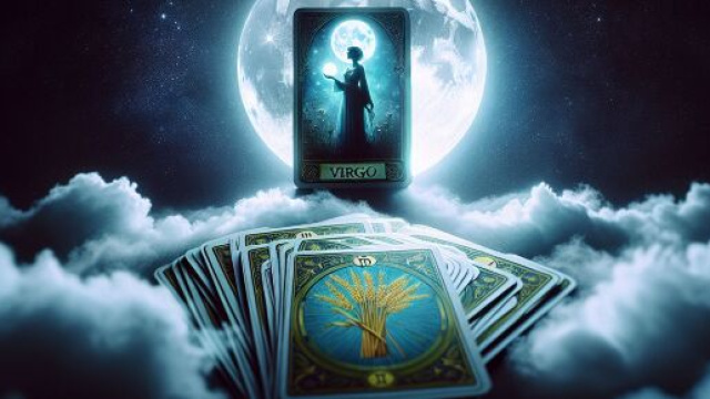 Immagine che rappresenta la carta della Luna e il segno della Vergine, associati all'intuizione e al mistero. &copy; Immagine creata con Dall-E