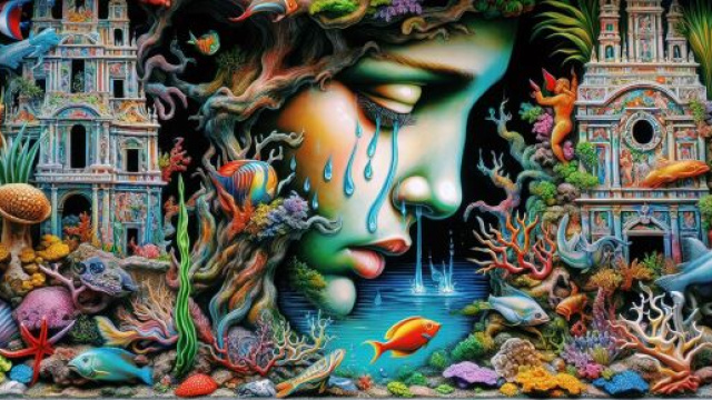 Numero 65 della Smorfia napoletana, 'o chianto per l'Acquario. &copy; Immagine creata con Dall-E