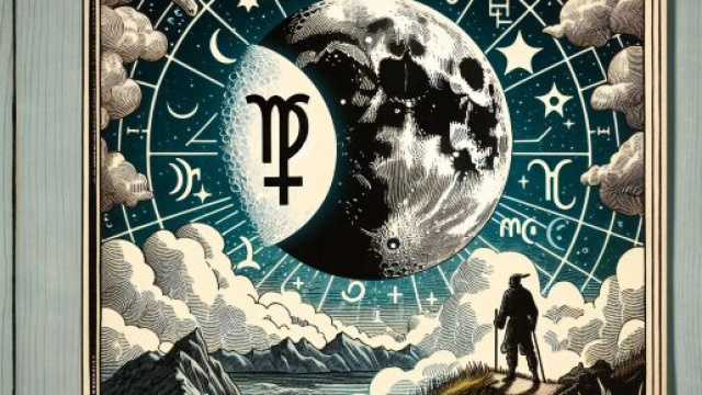 Illustrazione della carta dei tarocchi della Luna, tema Sagittario. &copy; Immagine creata con Dall-E
