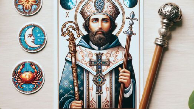 Immagine che mostra la Carta del Papa dei tarocchi associata al segno del Cancro. &copy; Immagine creata con Dall-E