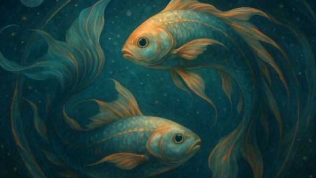 Illustrazione ispirata al segno zodiacale dei Pesci. &copy; Immagine creata con Dall-E
