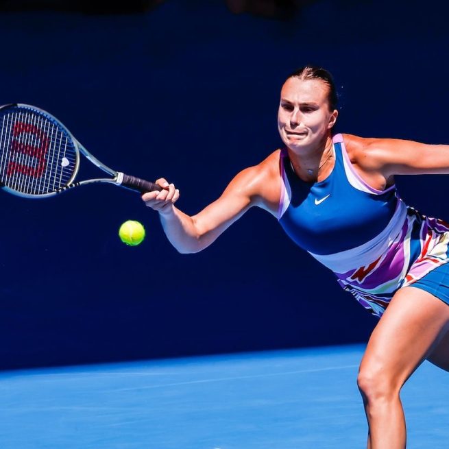 L'attuale numero uno al mondo Aryna Sabalenka a Melbourne nel 2023. &copy;Shutterstock