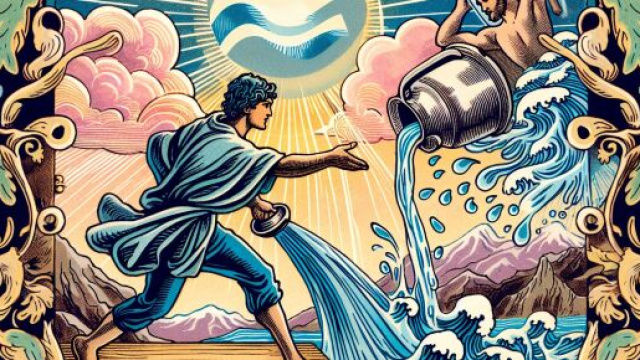 Acquario con carta del Matto. &copy; Immagine creata con Dall-E