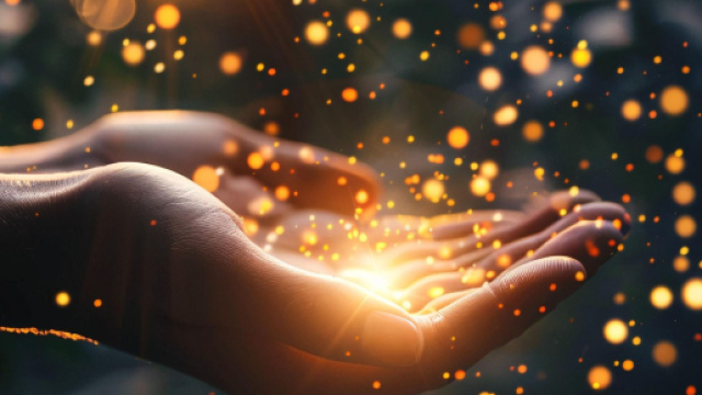 Mani con scintille di luce, &copy; Pixabay.