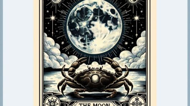 Illustrazione ispirata al segno zodiacale del Cancro e al tarocco della Luna. &copy; Immagine creata con Dall-E
