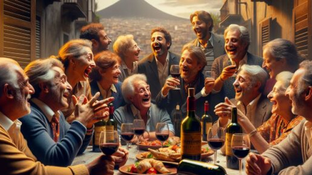 Numero 45 della Smorfia napoletana, 'o vino bbuono per il Toro. &copy; Immagine creata con Dall-E