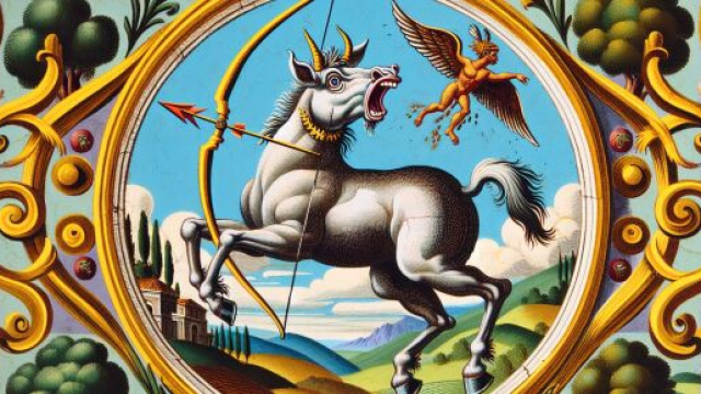 Numero 72 della Smorfia napoletana, a maraviglia per il Sagittario. &copy; Immagine creata con Dall-E