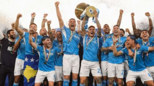 I giocatori del Napoli festeggiano il quarto scudetto della loro storia. &copy;SSC Napoli / Instagram