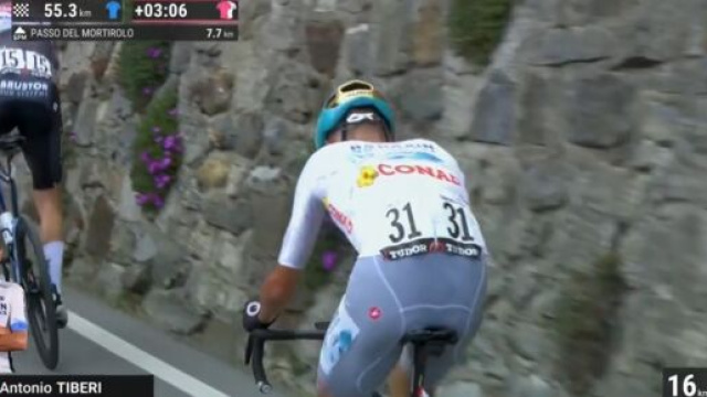 Antonio Tiberi al Giro d&rsquo;Italia &ndash; &copy; Eurosport (screenshot).