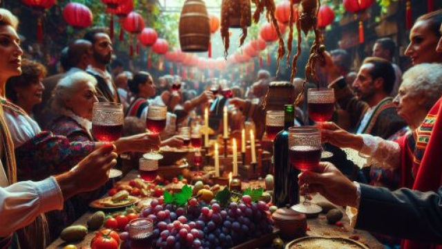 Numero 45 della Smorfia napoletana, Cancro con 'o vino bbuono. &copy; Immagine creata con Dall-E