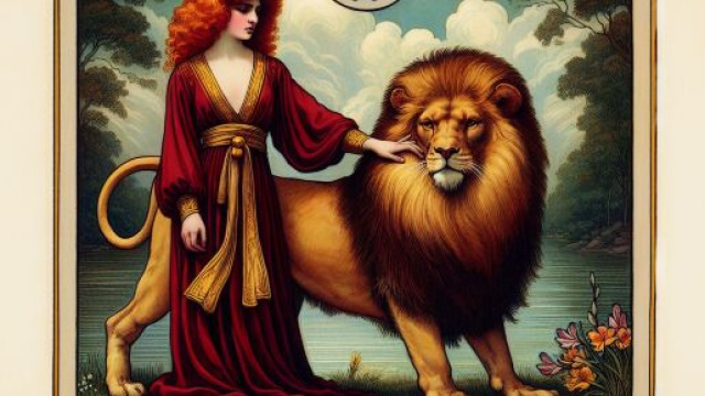 Rappresentazione della carta della Forza associata al segno astrologico dell'Ariete. &copy; Immagine creata con Dall-E