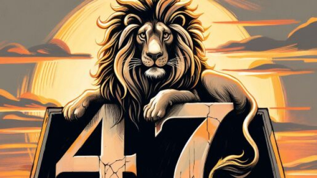 Numero 47 della Smorfia napoletana, il Leone e 'o muorto. &copy; Immagine creata con Dall-E