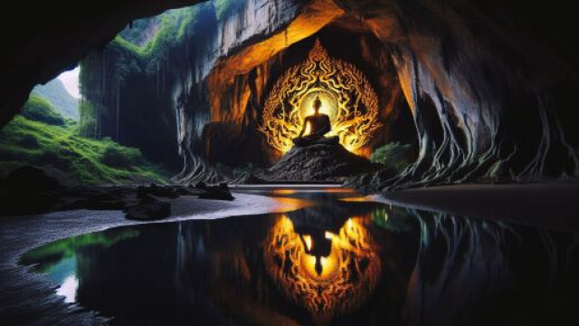 Numero 74 della Smorfia napoletana, 'a grotta. &copy; Immagine creata con Dall-E