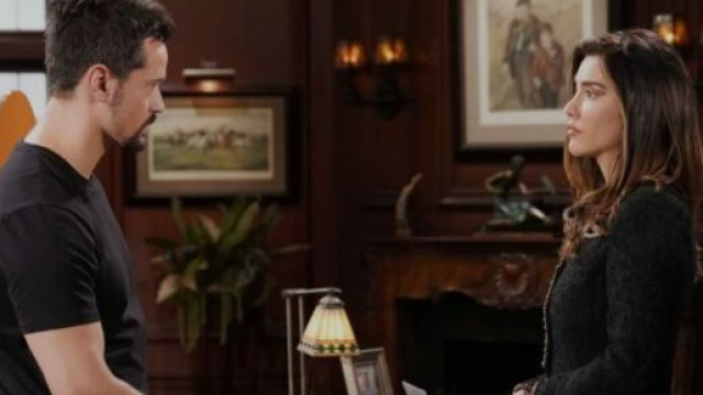 Thomas e Steffy in una scena di Beautiful &copy; Mediaset.