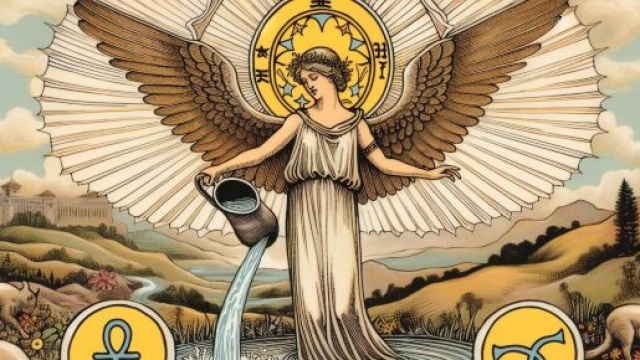 La carta della Temperanza guida i Pesci verso l'equilibrio interiore .&copy; Immagine creata con Dall-E