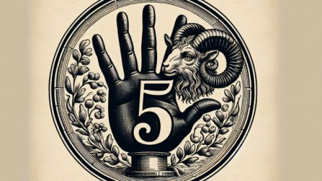 Numero 5 della Smorfia napoletana, 'a mano per l'Ariete. &copy; Immagine creata con Dall-E