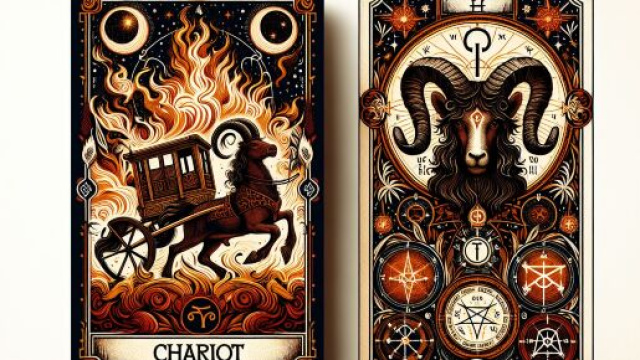 Carta dei tarocchi del Carro per il segno zodiacale Ariete. &copy; Immagine creata con Dall-E