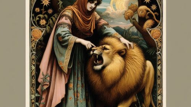 Immagine della carta dei tarocchi la Forza per il segno del Leone. &copy; Immagine creata con Dall-E