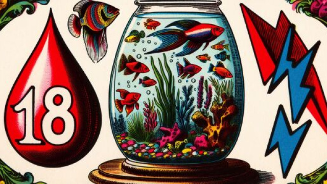 Numero 18 della Smorfia napoletana, Acquario e 'o sanguinaccio. &copy; Immagine creata con Dall-E