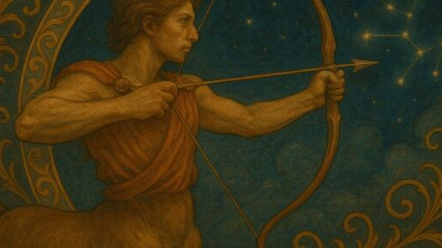 Illustrazione ispirata al segno zodiacale del Sagittario. &copy; Immagine creata con Dall-E