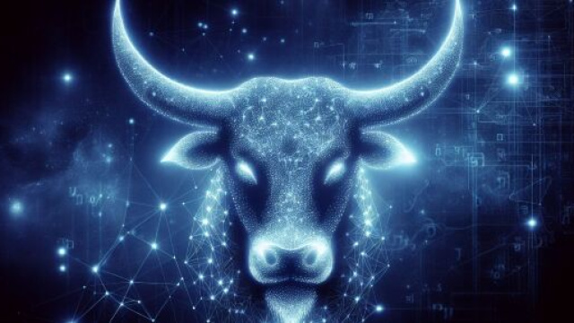 Illustrazione ispirata al segno zodiacale del Toro in una decorazione tarologica. &copy; Immagine creata con Dall-E